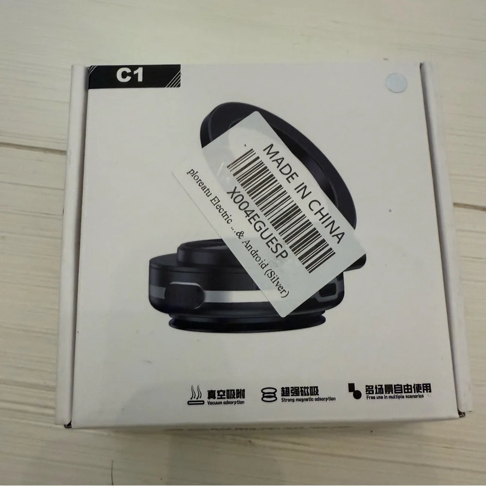Vacuum Phone Holder Silver Circular Device - NEW